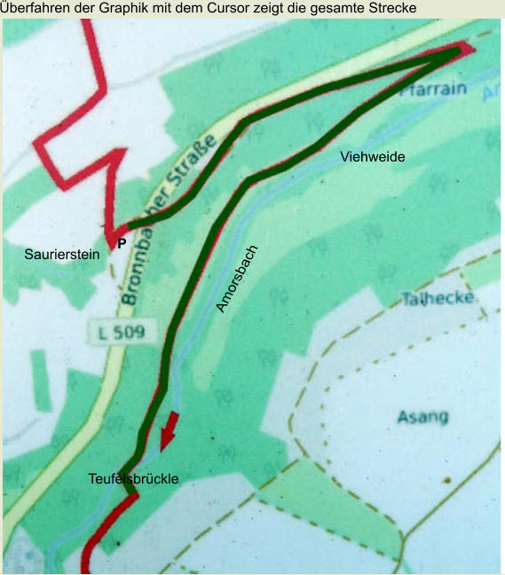 Viehweide Saurierstein P Teufelsbrückle Amorsbach Überfahren der Graphik mit dem Cursor zeigt die gesamte Strecke